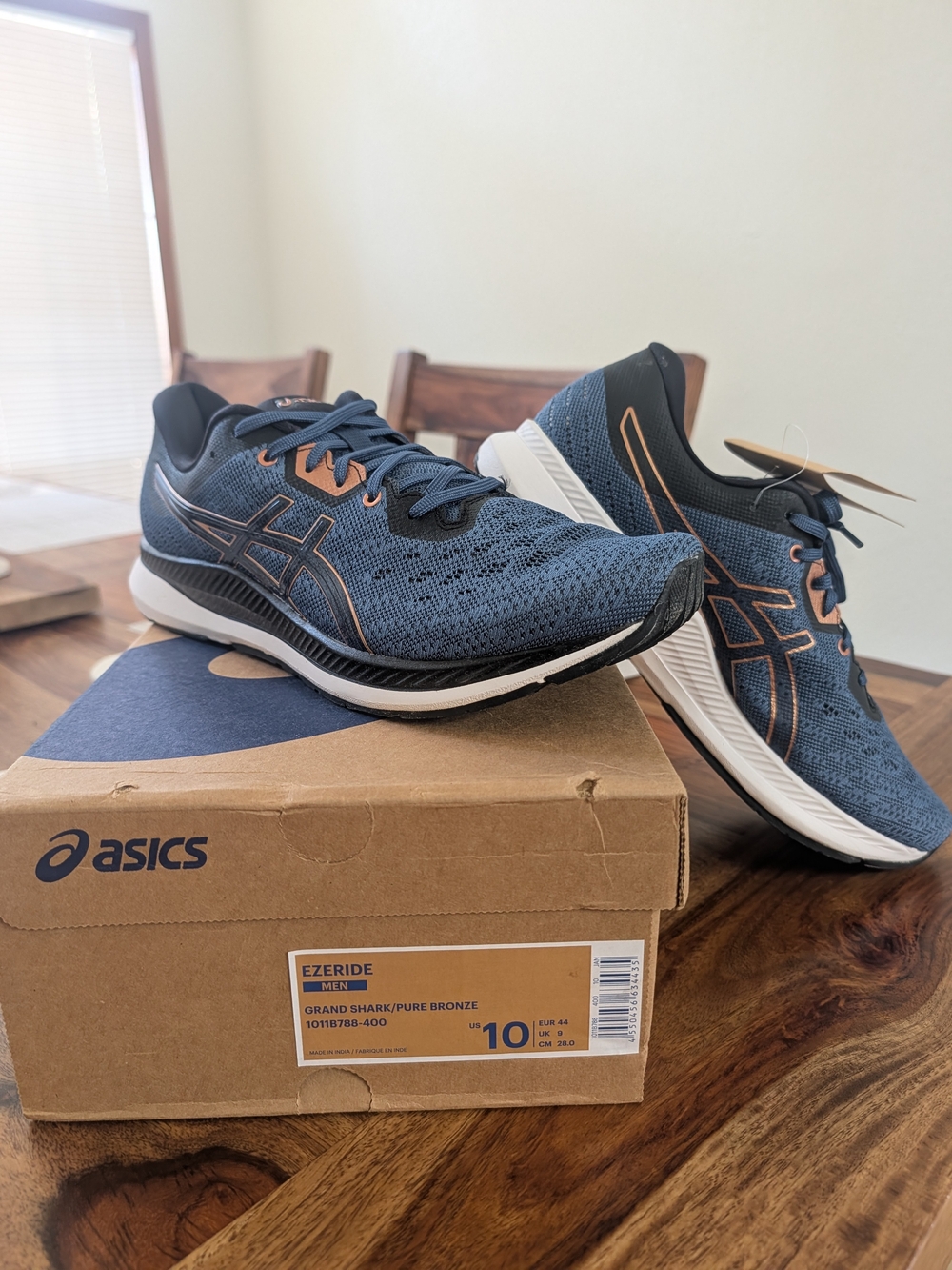 ASICS Men's Blue Running Shoes with Bronze Accents